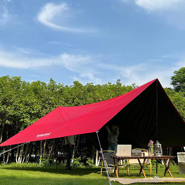18× 14FT Waterproof Large Camping Tent Tarp for 10- 14 Person - Black/ White/ Red