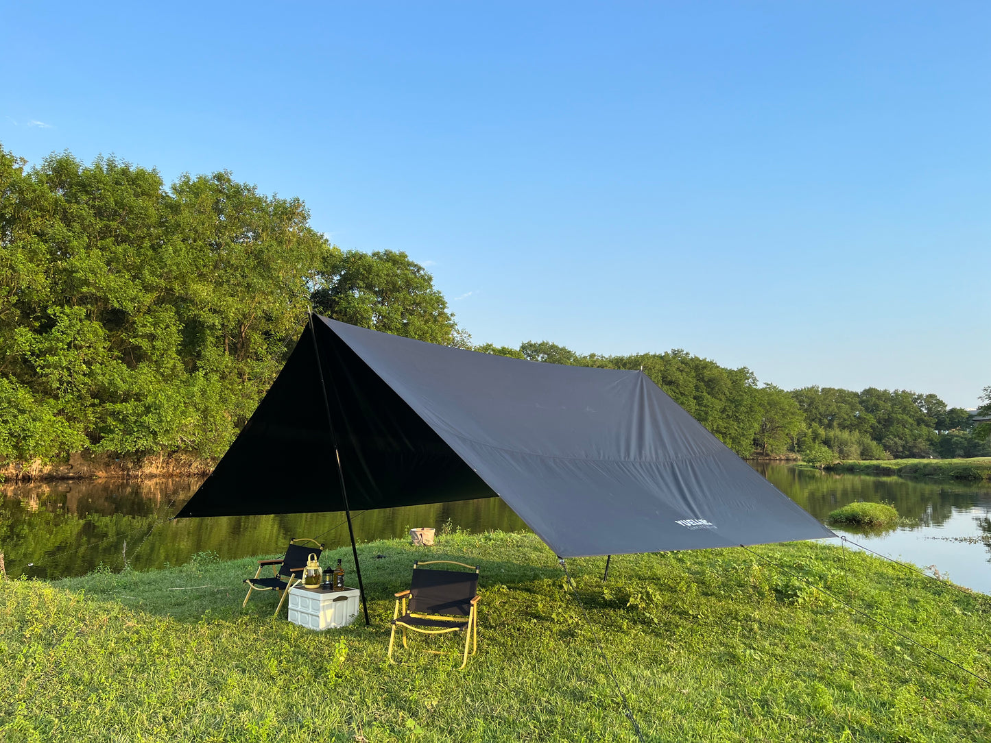 18× 14FT Waterproof Large Camping Tent Tarp for 10- 14 Person - Black/ White/ Red