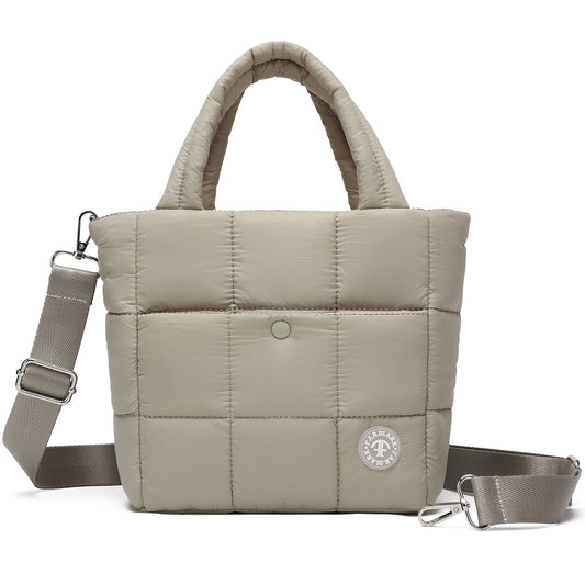 FARMARK Mini Puffer Bag Quilted Crossbody Bags for Women Small Puffy Purse Nylon Shoulder Handbag with Adjustable Strap