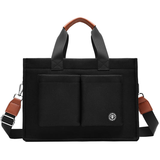 Women's Tote Bag with Compartments - Large Canvas Laptop Book Bag, Women's Money Bag with Pockets for Work and Travel