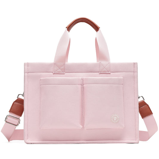 Women's Tote Bag with Compartments - Large Canvas Laptop Book Bag, Women's Money Bag with Pockets for Work and Travel