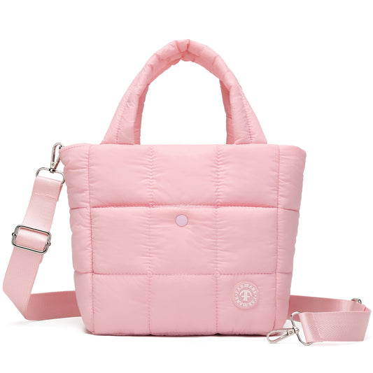 FARMARK Mini Puffer Bag Quilted Crossbody Bags for Women Small Puffy Purse Nylon Shoulder Handbag with Adjustable Strap