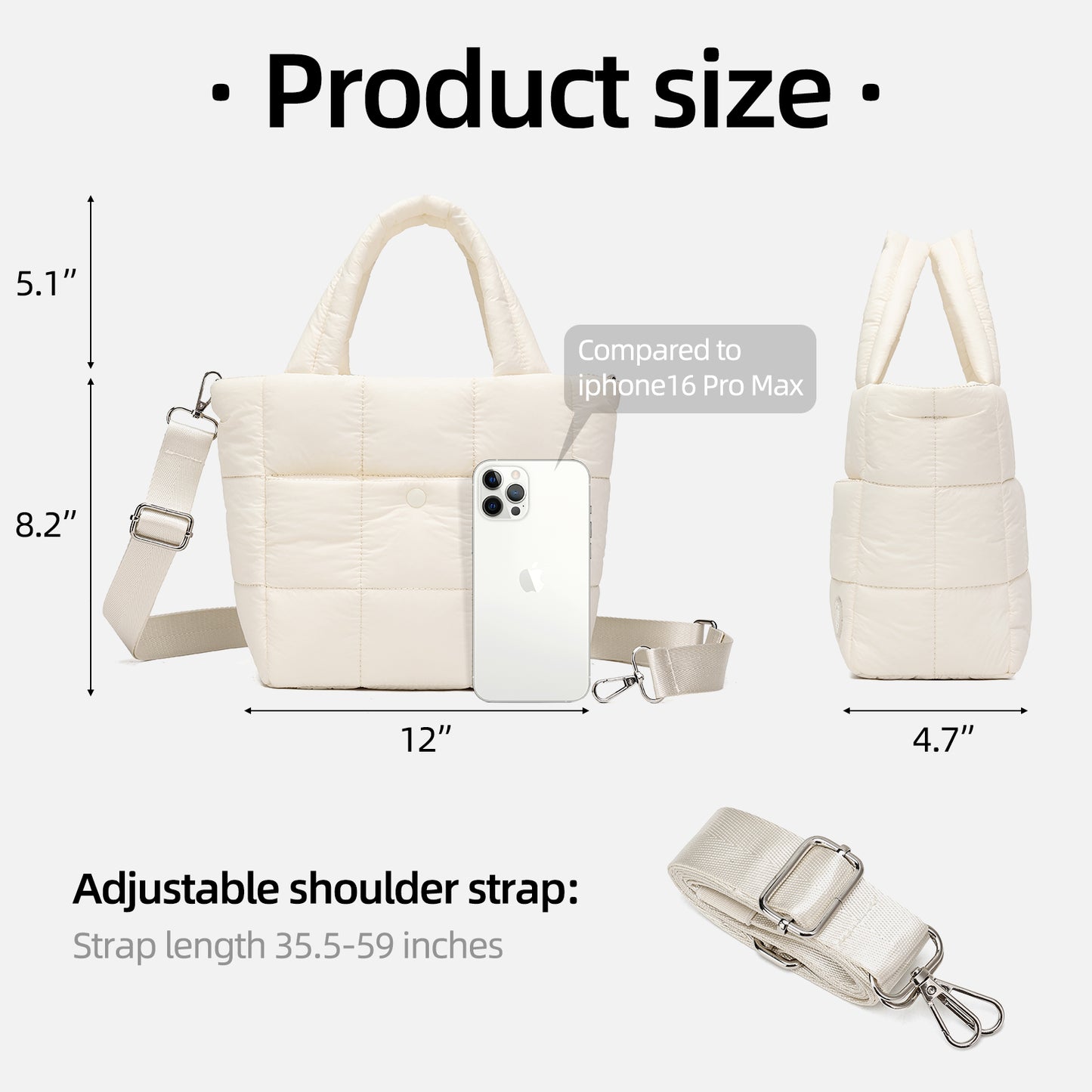 FARMARK Mini Puffer Bag Quilted Crossbody Bags for Women Small Puffy Purse Nylon Shoulder Handbag with Adjustable Strap