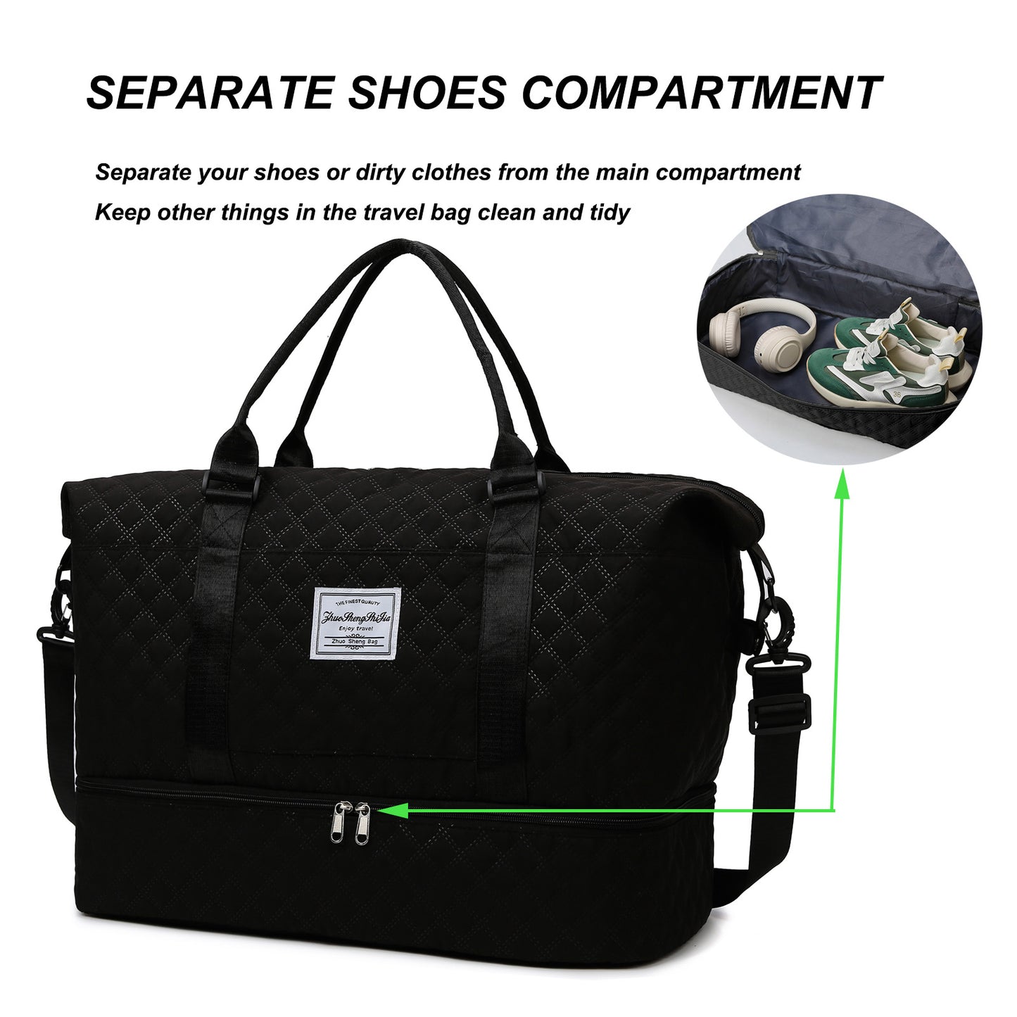 Travel Duffle Bag for Women with Toiletry Carry-on Gym Wet Pocket Hospital for Labor