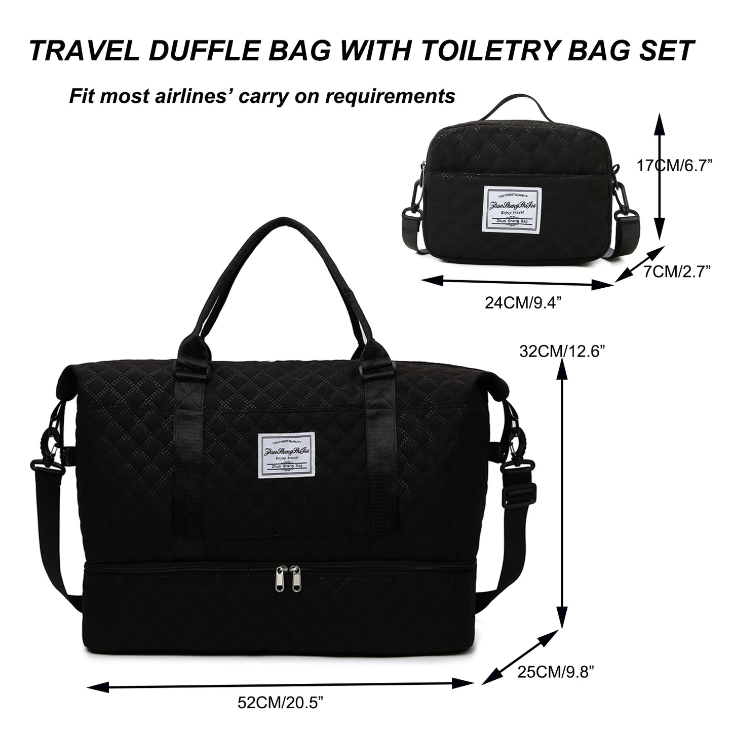 Travel Duffle Bag for Women with Toiletry Carry-on Gym Wet Pocket Hospital for Labor
