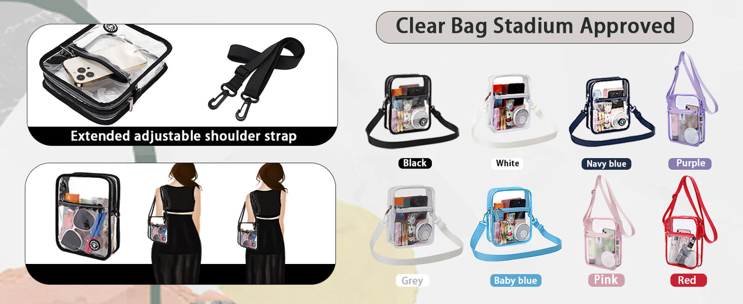 Clear Purse Bag Transparent Crossbody Bag for Stadium Events Concerts