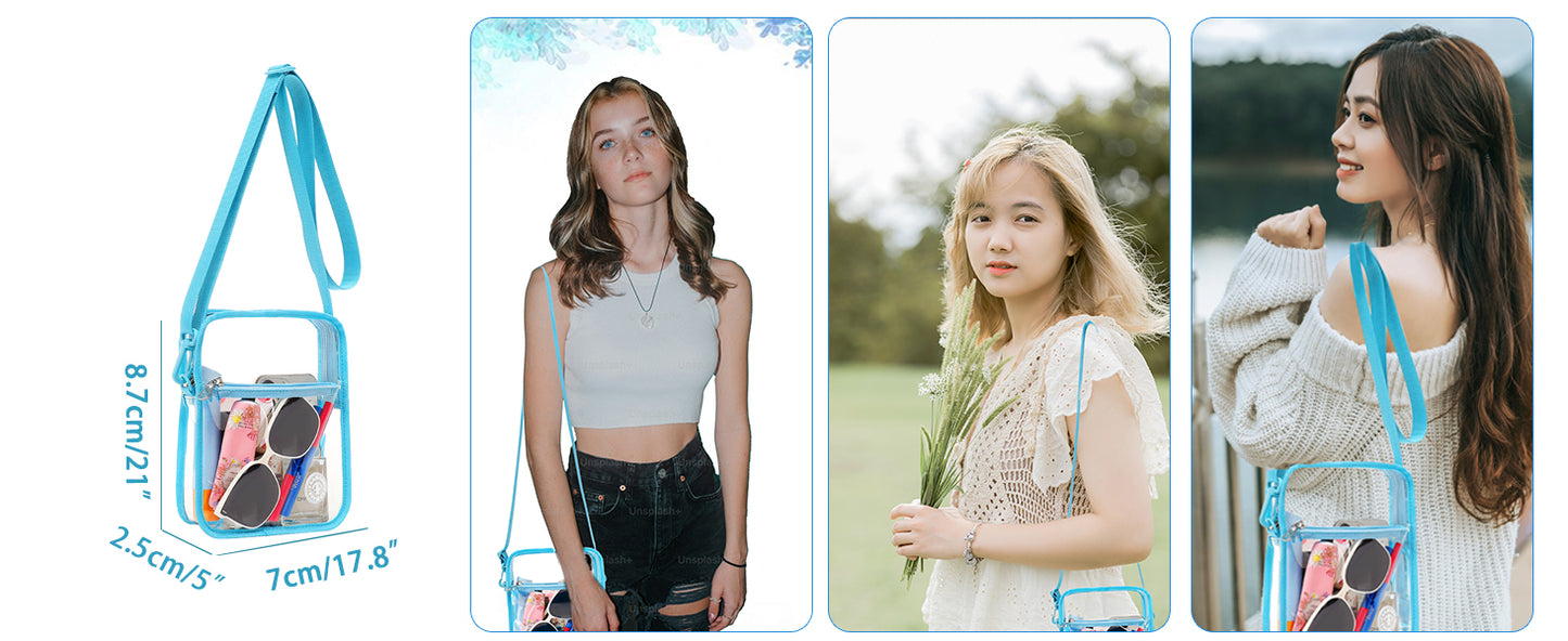 Clear Purse Bag Transparent Crossbody Bag for Stadium Events Concerts