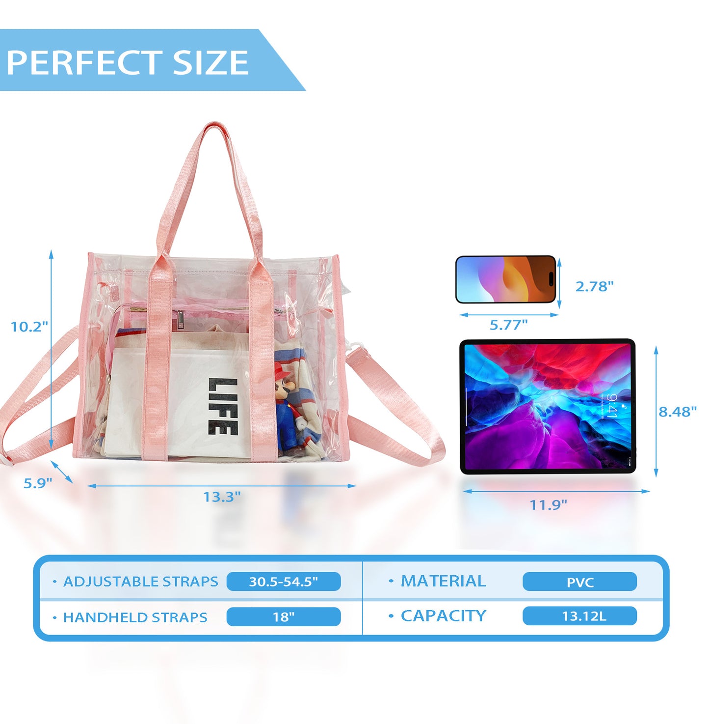 Clear Tote Bags Stadium Approved Travel Bags Sports Shoulder Pack