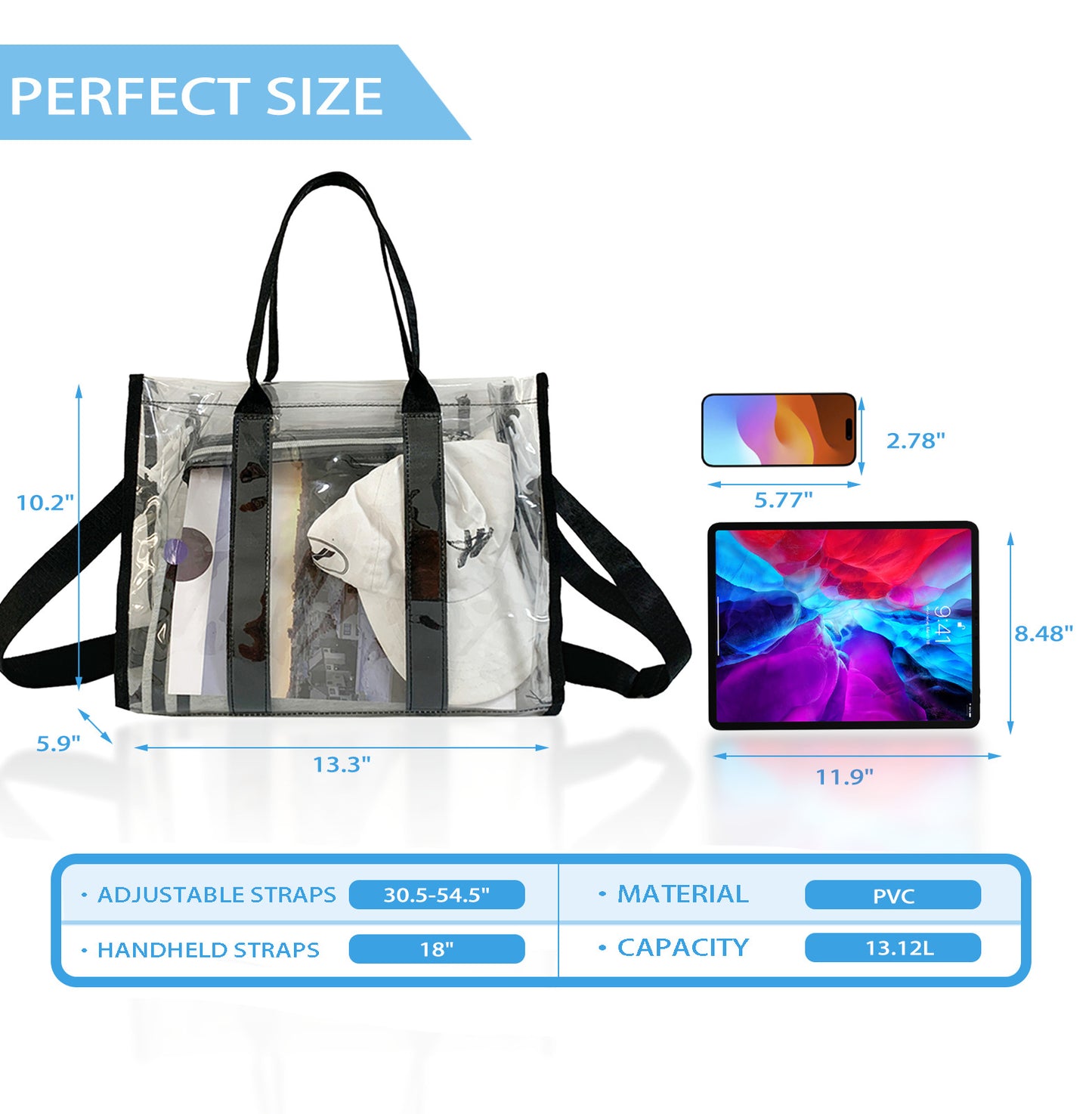 Clear Tote Bags Stadium Approved Travel Bags Sports Shoulder Pack