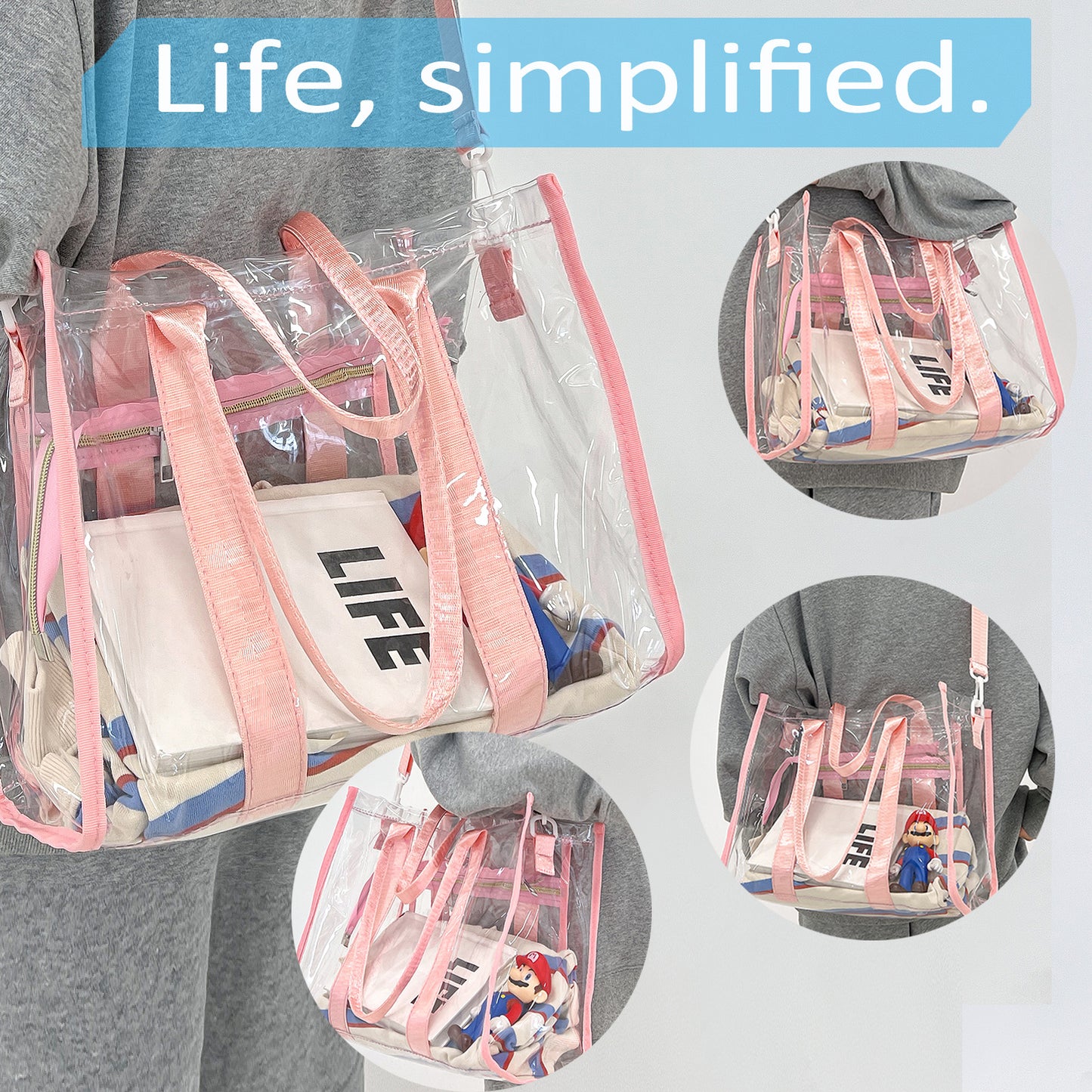 Clear Tote Bags Stadium Approved Travel Bags Sports Shoulder Pack