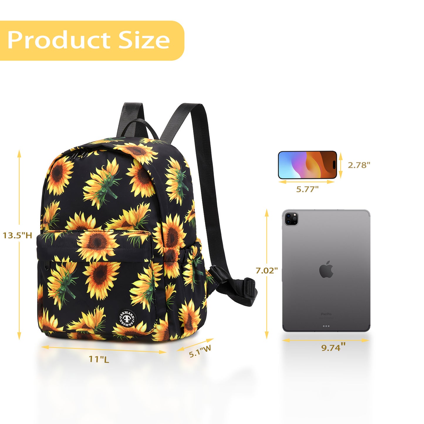 Sunflower Cute Small Backpack Purse for Women Girl Teen Casual Travel Shoulder Bag