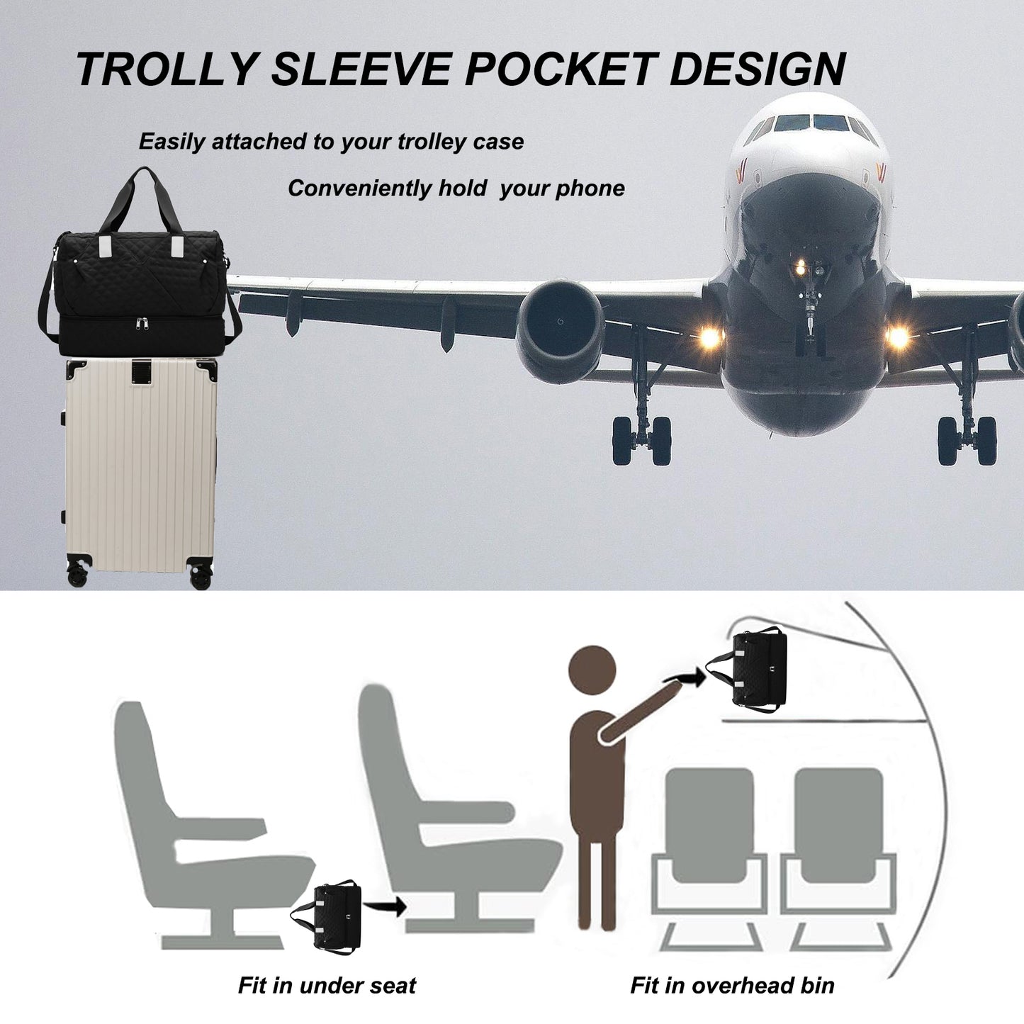 Carry On Luggage Bag with Shoe Compartment Weekender Bags Travel Gym Duffel Bag Tote Bag