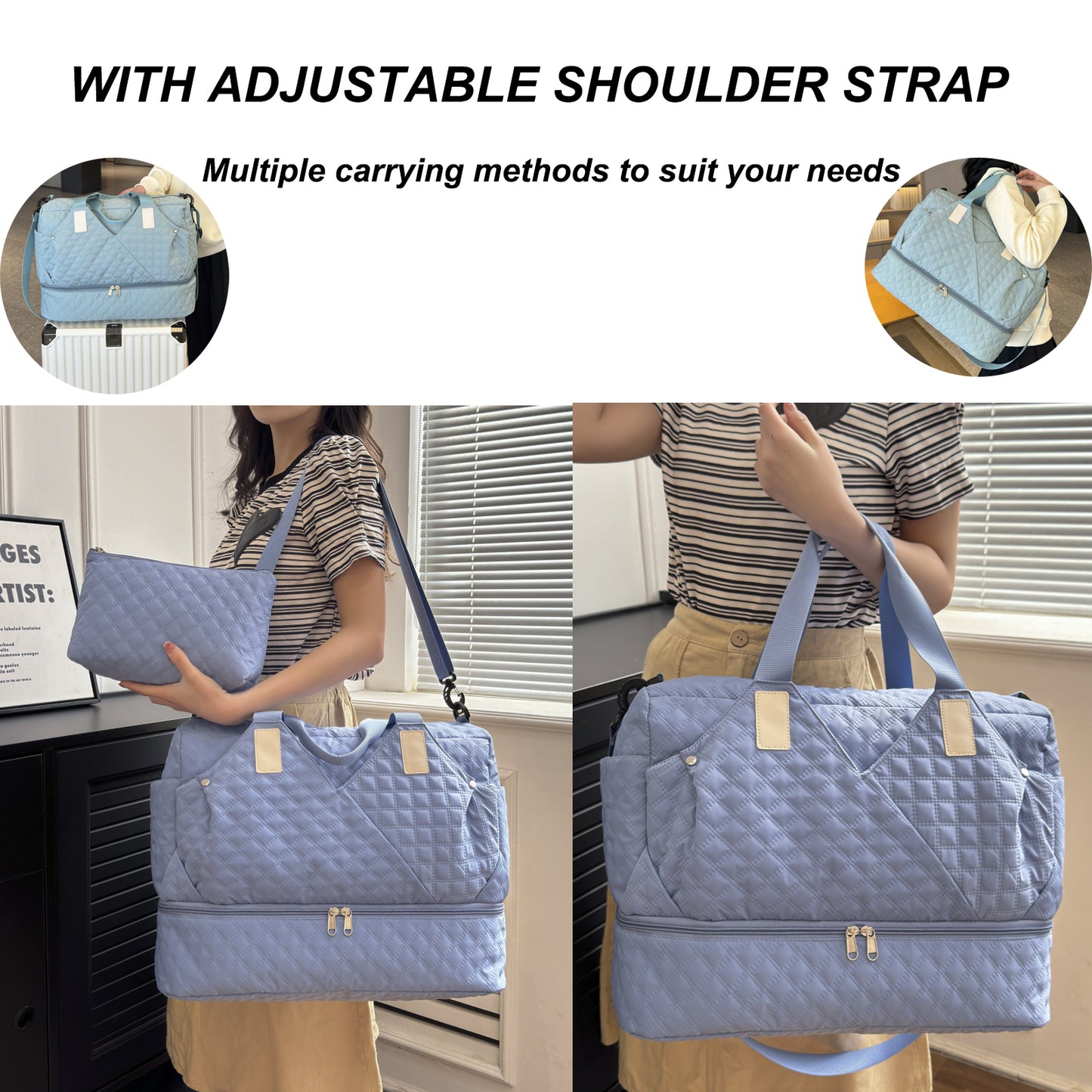 Carry On Luggage Bag with Shoe Compartment Weekender Bags Travel Gym Duffel Bag Tote Bag