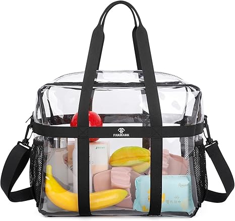 Clear Tote Bag See Through Transparent Bag Stadium Approved Heavy Duty Crossbody Purse