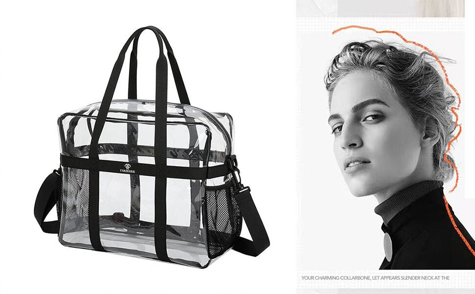 Clear Tote Bag See Through Transparent Bag Stadium Approved Heavy Duty Crossbody Purse