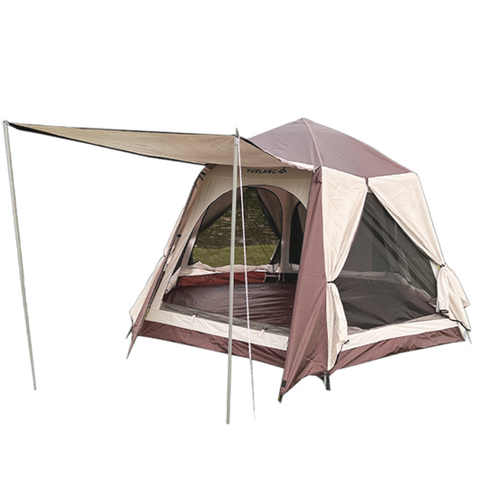Pop up Camping Tent With Poles - 4-6 Person - 126"L x 126"W x 78"H