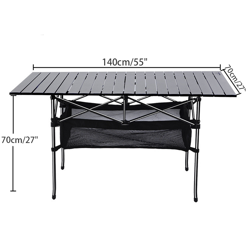 Foldable Camping Table with Mesh Storage Basket