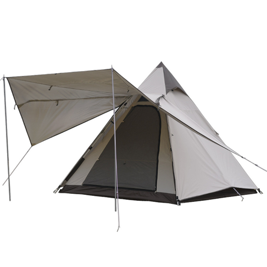 Pop Up Camping Tent With Poles - for 3-4 Person - 144"L x 98"W x 87"H