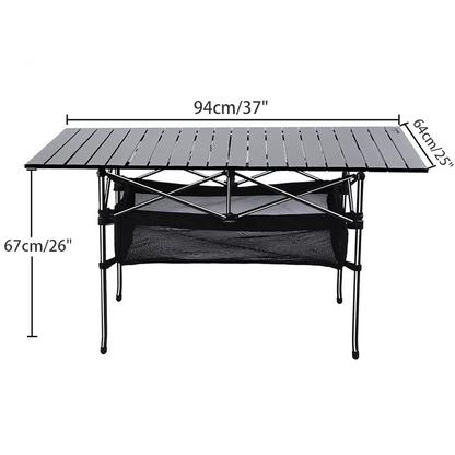 Foldable Camping Table with Mesh Storage Basket