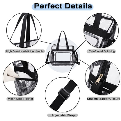 Clear Bag  12 x6 x12 Clear Crossbody Tote Bag Stadium Approved with Adjustable.