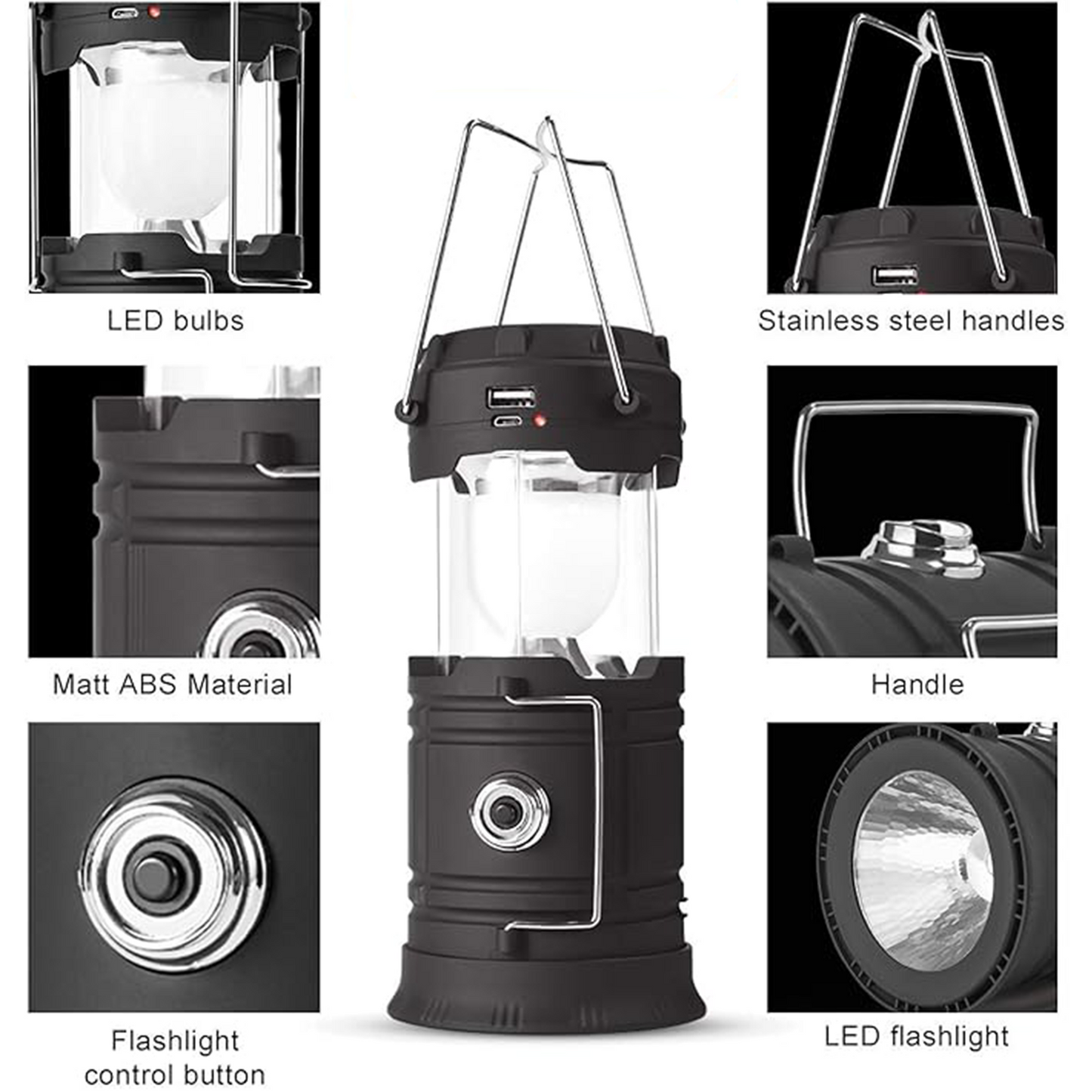 Solar/USB Rechargeable LED Camping Lantern