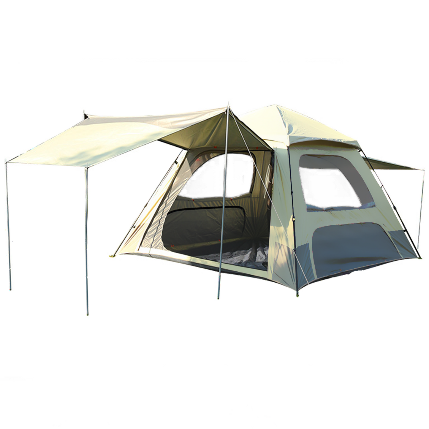 Family Camping Tent With Rainfly - 8-10 Person - 118"L x 118"W x 86"H